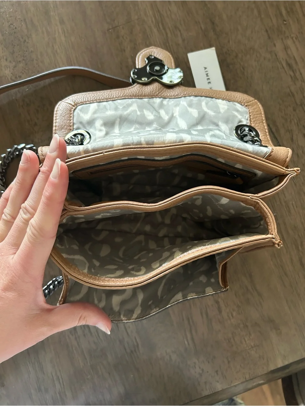 Aimee Kestenberg Tan Leather Heart-Accent Crossbody Bag